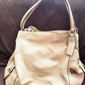 Coach Tan Shoulder Bag with Flower Appliques